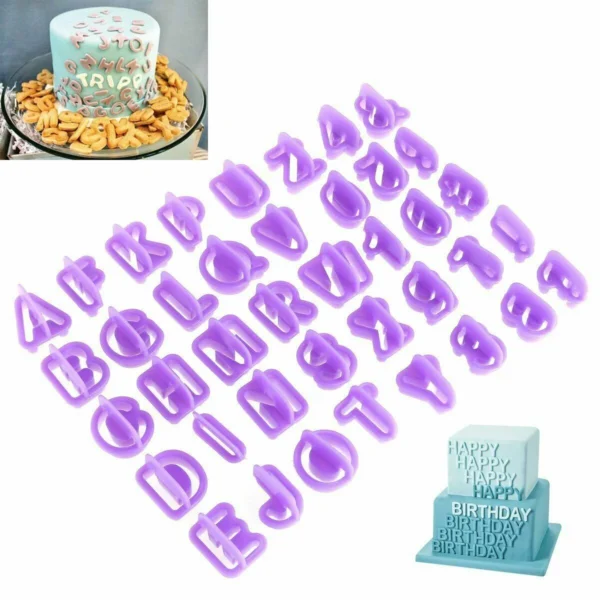 40 PCS Alphabet Number Letter Fondant Cake Decorating Set Icing Cutter Mold Mould - Image 3