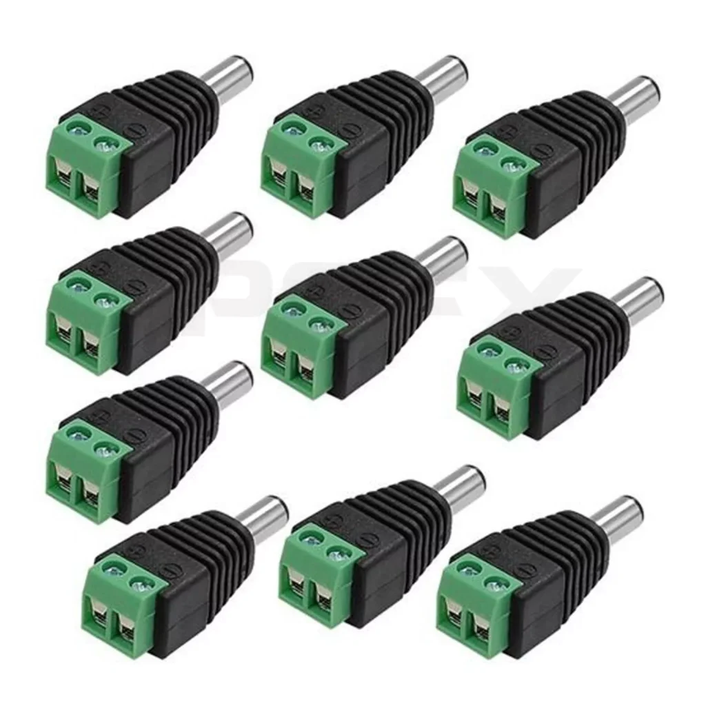 100 Male DC Power Connectors 5.5mm x 2.1mm Plug for CCTV Camera Installation