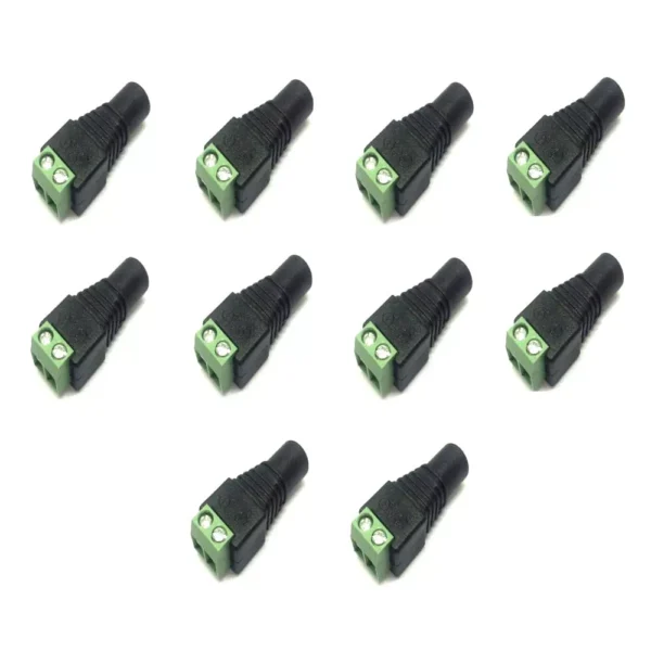 100 Female DC Power Connectors 5.5mm x 2.1mm Plug for CCTV Camera Installation