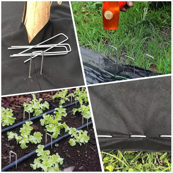 Garden Securing Pegs 50Pcs Heavy Duty Weed Mat Galvanized Steel U-Shaped Ground Pins - Image 3
