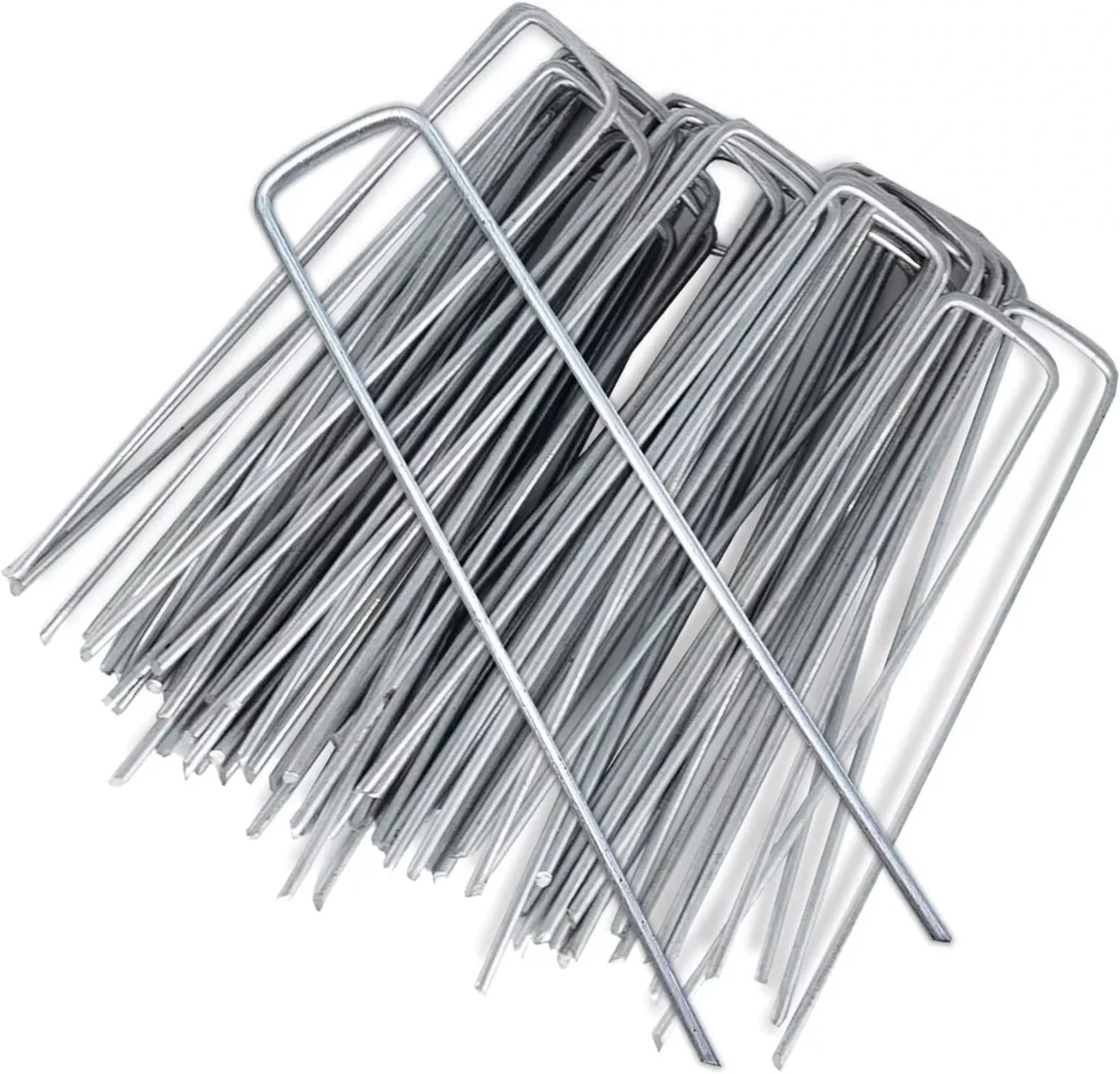 Garden Securing Pegs 50Pcs Heavy Duty Weed Mat Galvanized Steel U-Shaped Ground Pins