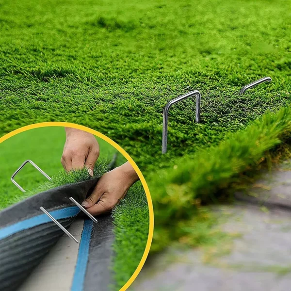 Garden Securing Pegs 50Pcs Heavy Duty Weed Mat Galvanized Steel U-Shaped Ground Pins - Image 5