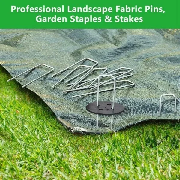 Garden Securing Pegs 50Pcs Heavy Duty Weed Mat Galvanized Steel U-Shaped Ground Pins - Image 2