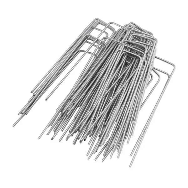 Garden Securing Pegs 50Pcs Heavy Duty Weed Mat Galvanized Steel U-Shaped Ground Pins - Image 7