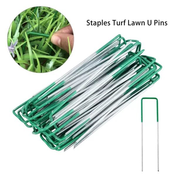 Heavy Duty Metal U Shaped Turf Pin Ground Staples Garden Tent Securing Pegs - Image 2