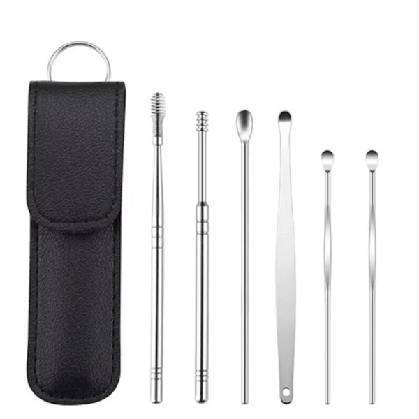 6X Stainless Steel Ear Wax Remover Ear Cleaner Set  Ear Pick Ear Wax Removal Tool Kit