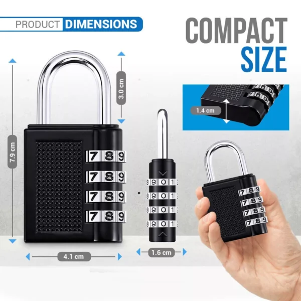 Heavy Duty 4-Digit Combination Padlock for Outdoor Use Gym Travel and Luggage Lockers - Image 2