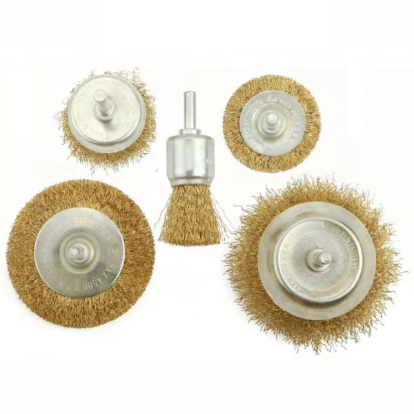 5 Pcs Wire Wheel Brush Set For Drill Steel Brass Metal Cleaning Rust Sanding