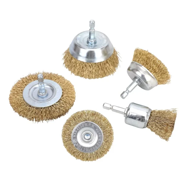 5 Pcs Wire Wheel Brush Set For Drill Steel Brass Metal Cleaning Rust Sanding - Image 2