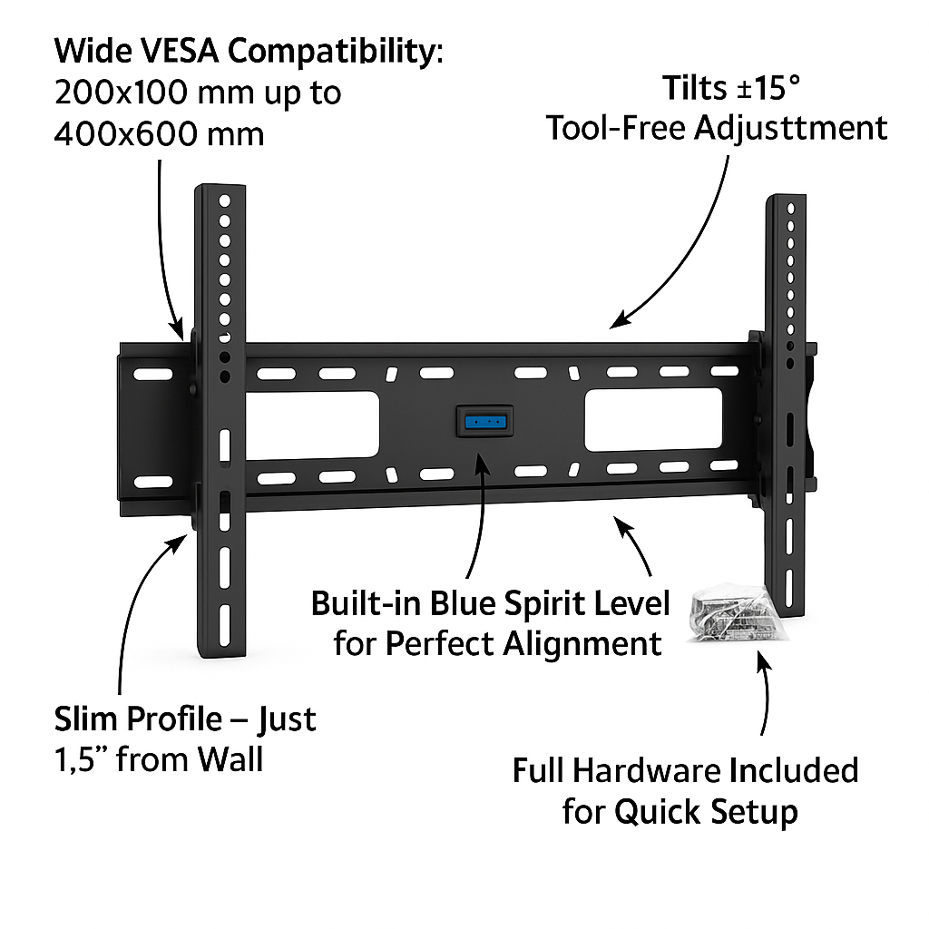 TV Wall Bracket Tilt Mount for 32–85 Inch LED LCD Plasma TVs Heavy Duty Universal VESA - Image 5