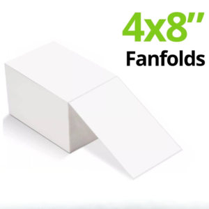 4x8" (100x150mm) Fanfold Direct Thermal Shipping Labels 1000 Labels/Stack Barcode & Product Labelling