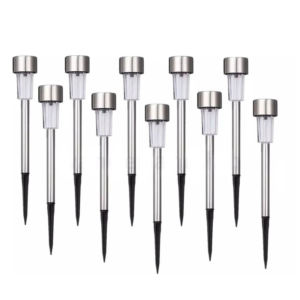 Solar Powered LED Garden Lights Cold White Stainless Steel Outdoor Path & Lawn Lights