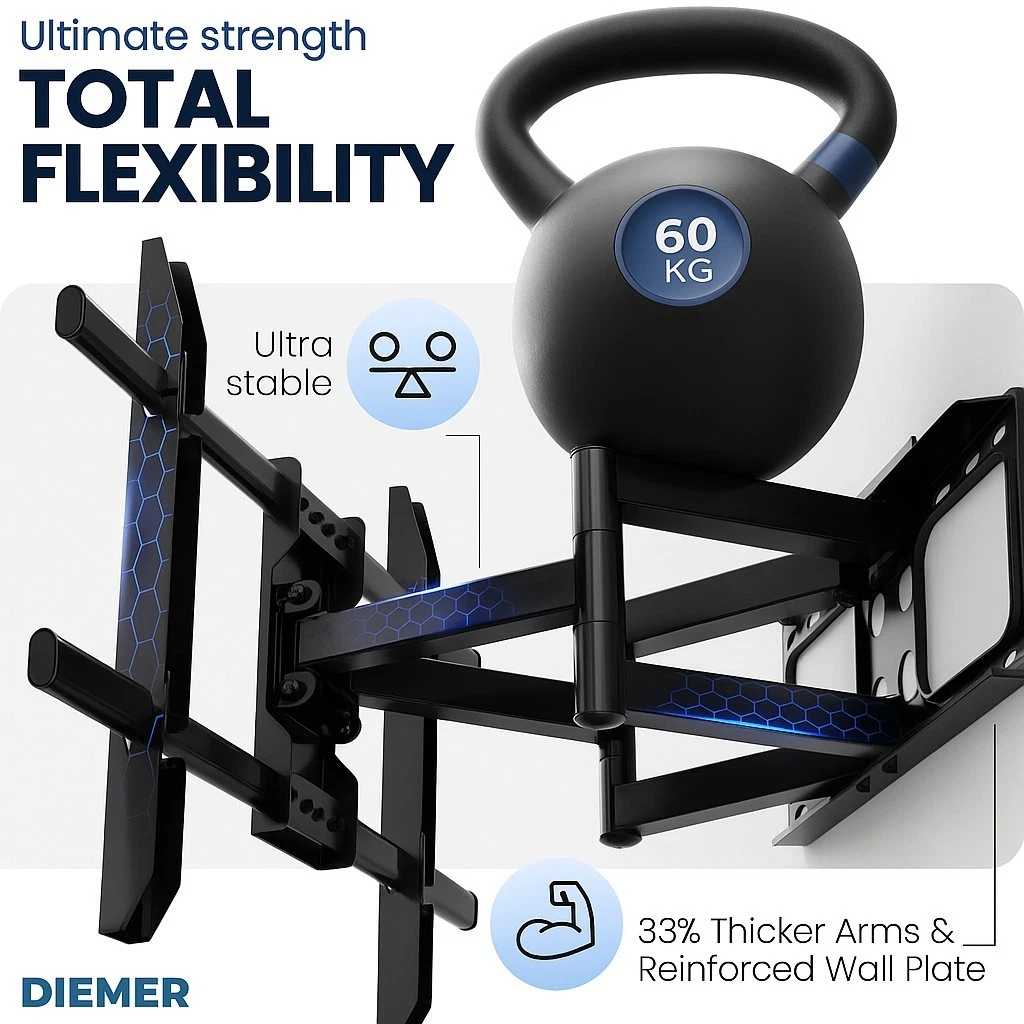 PREMIUM TV WALL BRACKET SWIVEL & TILT MOUNT 42 47 49 50 55 60 65" 70" 75" 80" 85" - Image 3