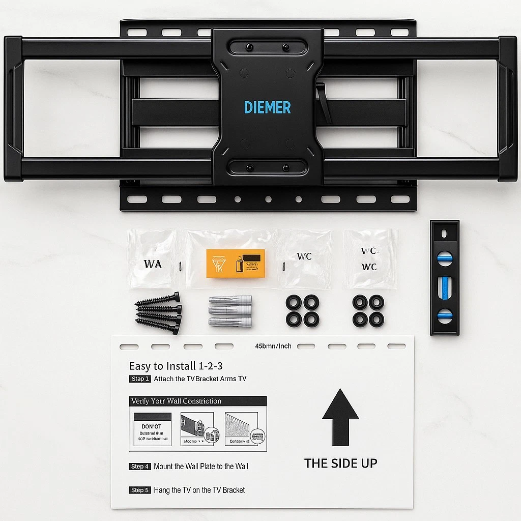PREMIUM TV WALL BRACKET SWIVEL & TILT MOUNT 42 47 49 50 55 60 65" 70" 75" 80" 85" - Image 5