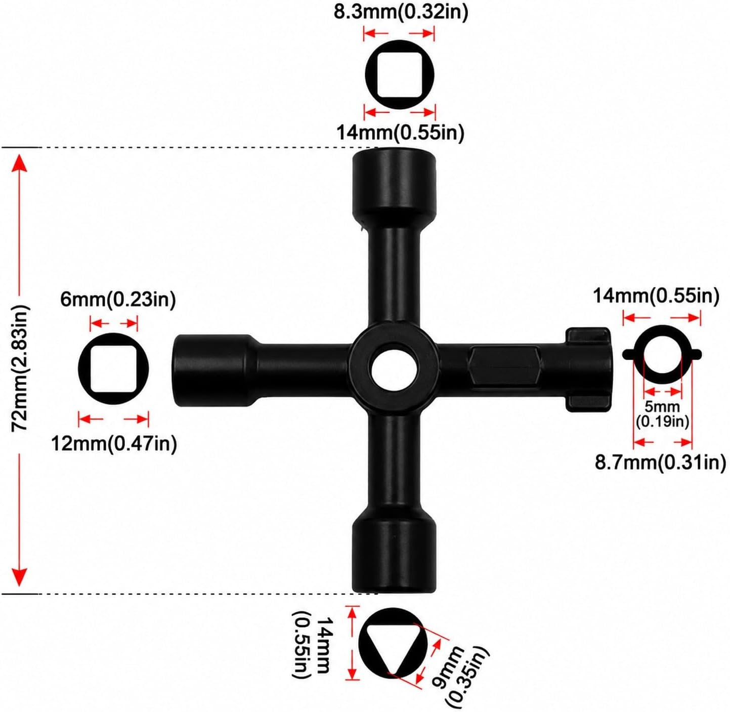 4 Way Plumbing Key Meter Box Key Gas Key Meter Multi Functional Utility Key - Image 2