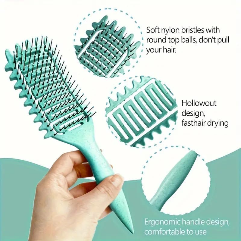 1Pcs Detangler Comb Curly Hair Vented Nylon Bristle Anti-Frizz Styling Brush - Image 2
