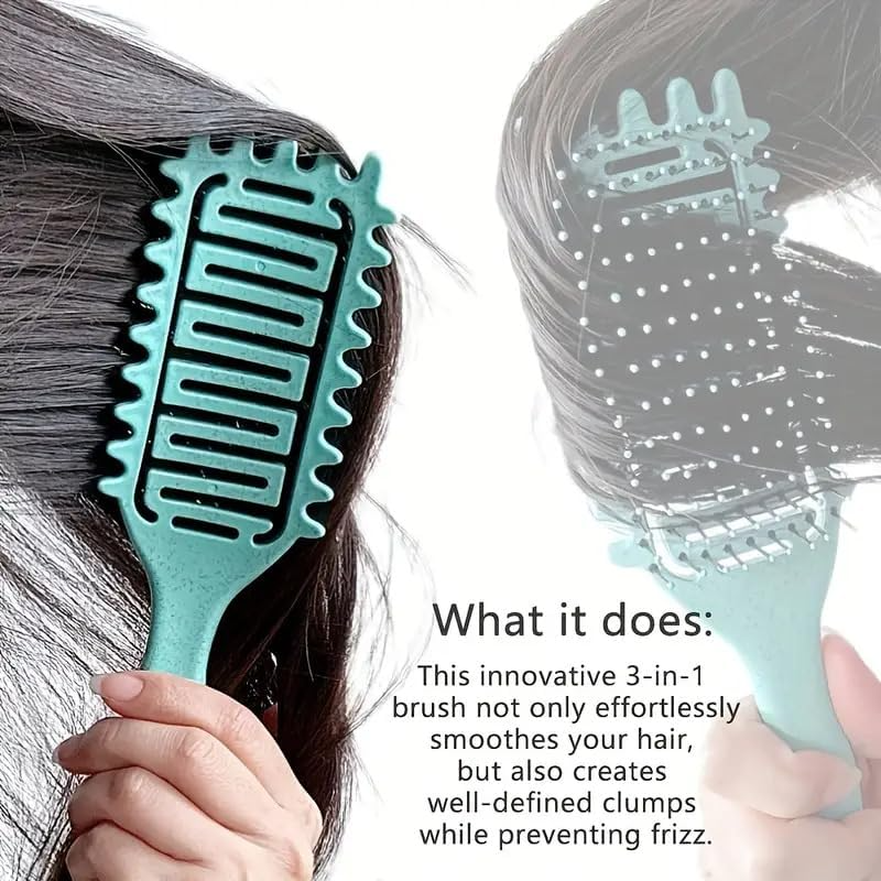 1Pcs Detangler Comb Curly Hair Vented Nylon Bristle Anti-Frizz Styling Brush - Image 4