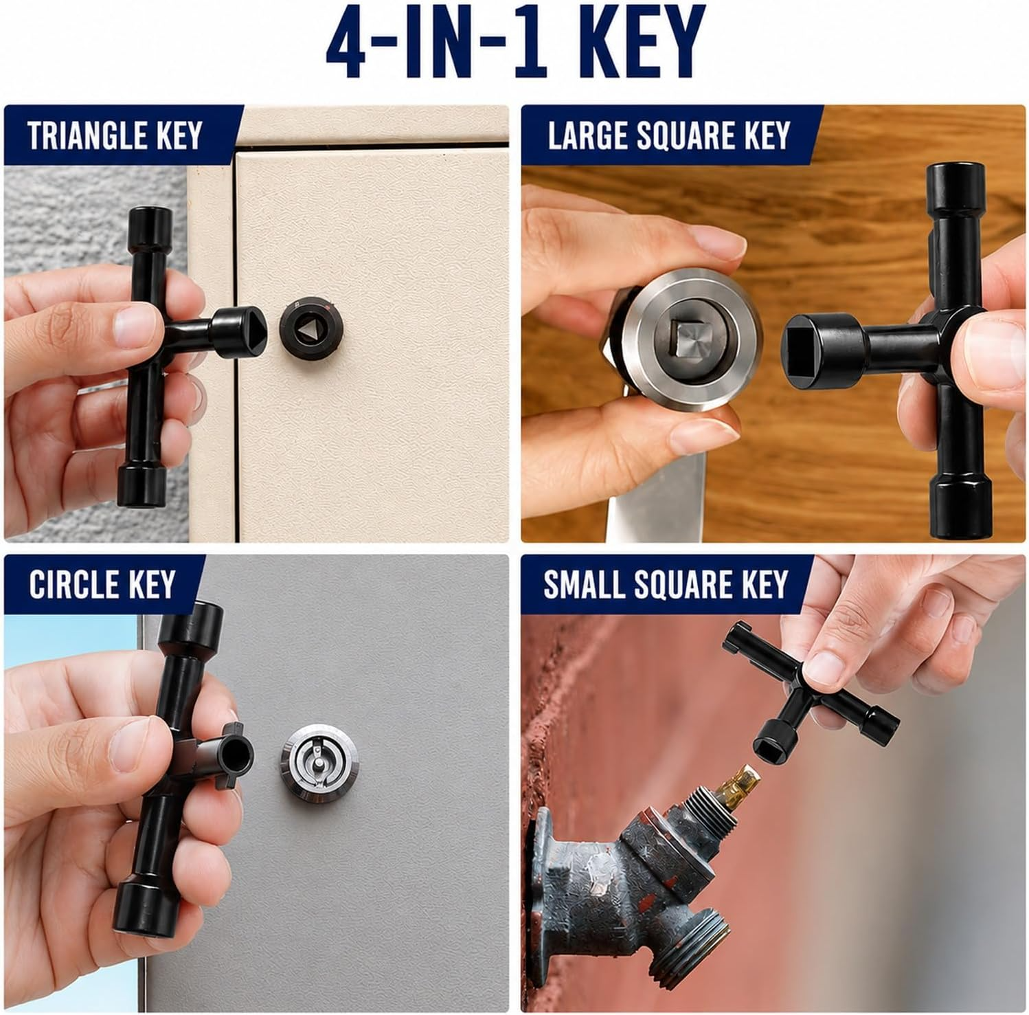 4 Way Plumbing Key Meter Box Key Gas Key Meter Multi Functional Utility Key - Image 4
