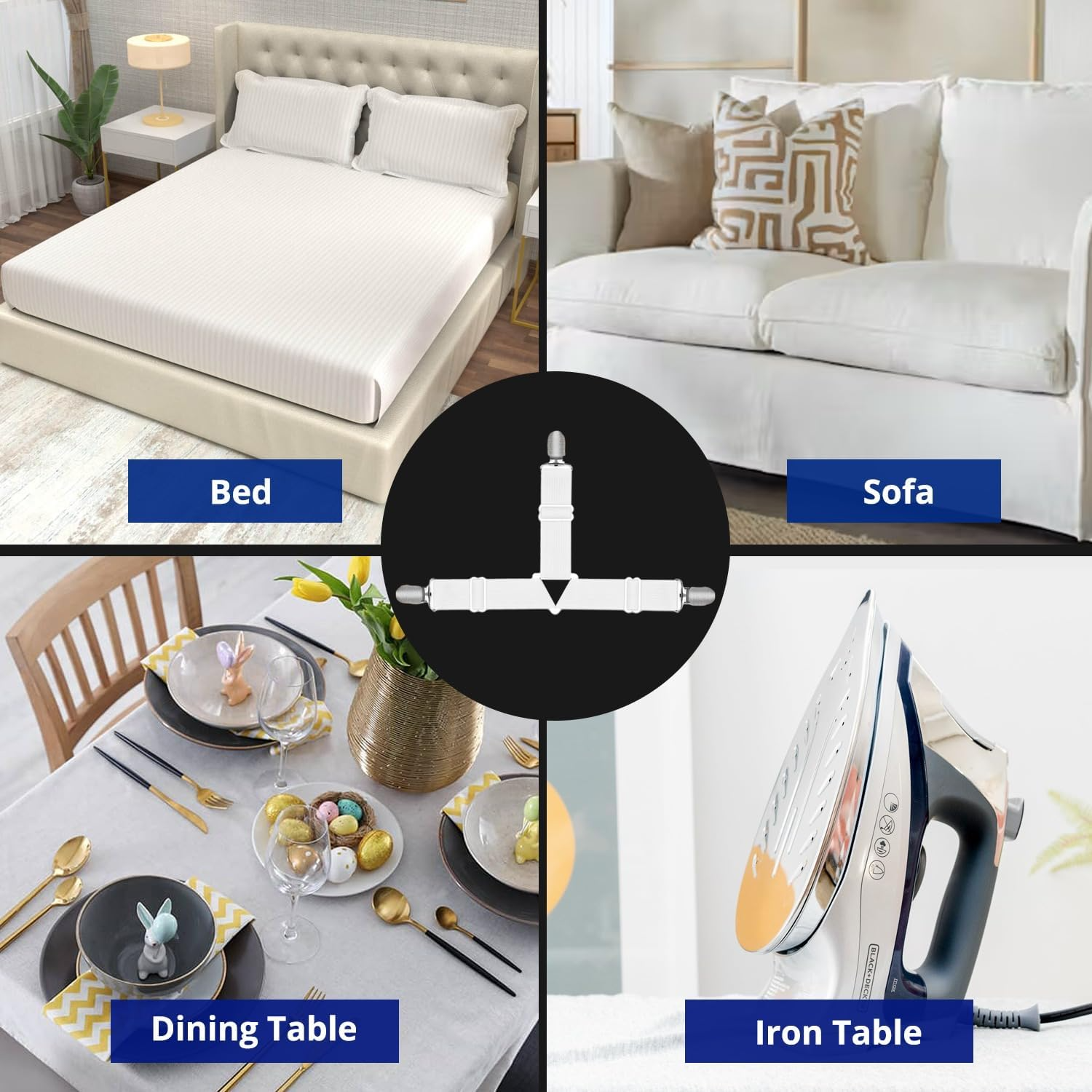 4 pcs Bed Sheet Straps Triangle Design Sheet Holders Clips Adjustable Elastic Sheet Grippers - Image 5