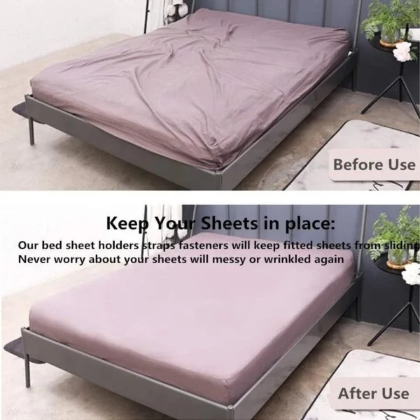 4 pcs Bed Sheet Straps Triangle Design Sheet Holders Clips Adjustable Elastic Sheet Grippers - Image 3