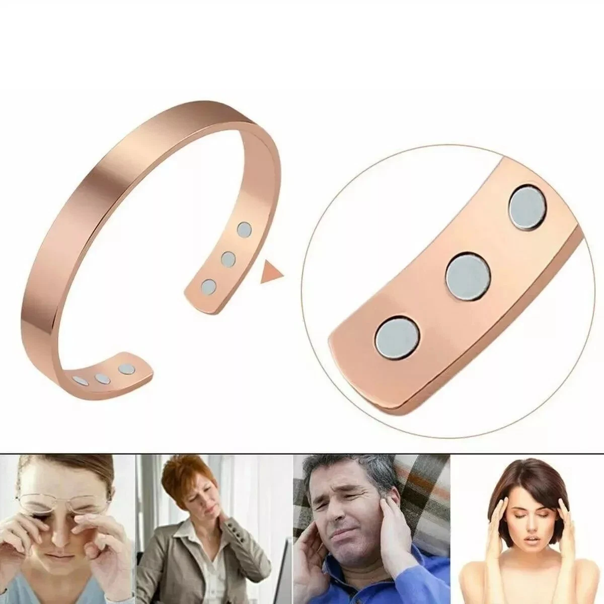 Men's Copper Magnetic Bracelet Bangle Stylish Adjustable Wrist Bracelet - Image 2