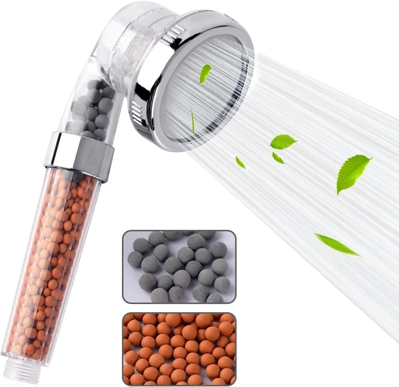 New Shower Head 3 Mode High Pressure 40% Water Saving Filters Adjustable Ionic